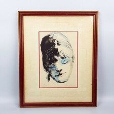 PIEMONTI LORENZO (n. 1935) OPERA GRAFICA LITOGRAFIA FIRMATA RITRATTO FEMMINILE