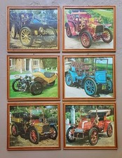 6 Cornici in legno con vetro e Poster auto d'epoca. Originali Anni 60, perfette.