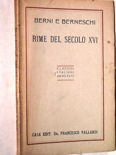 Rime del secolo xvi berni - secolo,