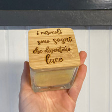 Candela in vetro e legno