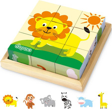 Puzzle in Legno, Puzzle Con Animali 3D Cubo Di Legno Giocattolo Educativi Montes