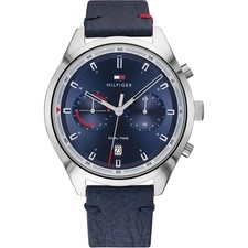 Orologio Uomo Tommy Hilfiger Bennett 1791728 Dual Time Cinturino Pelle Blu