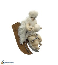 Vecchio Gioielli Albero di Natale Di Ovatta / Ragazza Su Slitta 1900 (#16626)