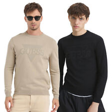 GUESS MAGLIA VISCOSA UOMO MAGLIONE GIROCOLLO LOGO FRONTALE PULLOVER M4YR14Z3FC2