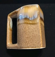 Tazza ceramica artistica vintage RODOLFO PADILLA firmata smalto a goccia gres marrone rosso viola