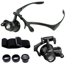 Occhiali Lente ingrandimento 25x Luce Led Monocolo Lavori Precisione Orologiaio