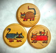 3 QUADRETTI LEGNO GATTI