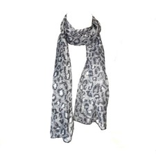 Foulard Polyester Leopard Gris