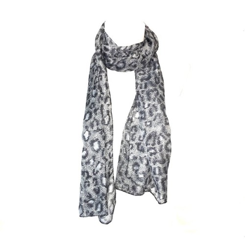 Foulard polyester leopard gris - foulard,