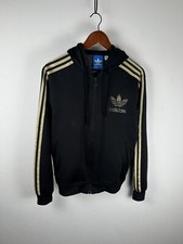 Adidas Hoodie Felpa Cappuccio Zip Nero Oro Tuta Taglia S Men Women Sweatshirt