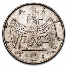 1940 Italia Mussolini "Il Duce" 1 lira FDC (con scatola e certificato di autenticità)