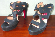 RIZIERI HAND MADE SABOT PLATFORM IN PELLE  NERO TG 36.1/2 ITA TACCO ALTO