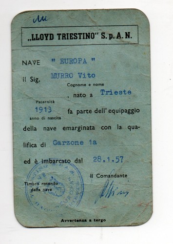 Italia trieste 1957 lloyd - 1957,