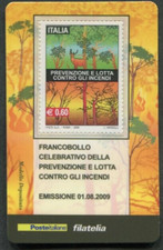 ITALIA 2009 PREVENZIONE LOTTA CONTRO GLI INCENDI TESSERA FILATELICA FRANCOBOLLO