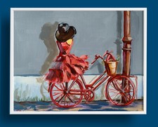 Bicicletta rossa. quadro olio