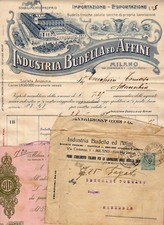 INDUSTRIA BUDELLA E AFFINI  MILANO  BUSTA COMMERCIALE ASSEGNO  FATTURA 17-6-1916