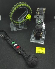 2 Bracciali In Paracord 21 Cm Military Mix + Portachiavi Con Moschettone  L05024