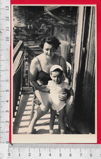 RAGAZZA - DONNA IN COSTUME AL MARE - BAMBINI - FOTO CARTOLINA