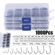 1000pcs 10 Sizes Fish Hooks