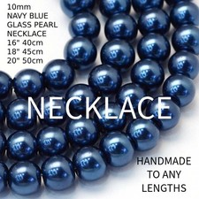 Collana perle vetro 10mm blu - collana,
