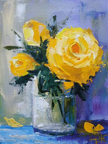Dipinto rose gialle arte - rose,