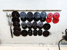 Dischi palestra FERRO ESTERNO da 1kg 2kg 5kg, BILANCIERE 10kg, 3 MANUBRI