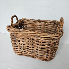 CESTO PORTA LEGNA  VIMINI GIUNCO KUBO  CM 52X40X36 H . CON MANICO CM 45