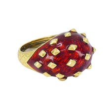 Anello cocktail vintage David Webb cupola smaltata oro 18 kt