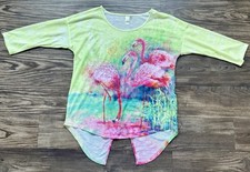 Camicia donna TiO Thomas e Olivia top paillettes taglia L ~ fenicottero ~ manica 3/4