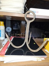 Antico Gancio In Ferro A Tre Inserti Con Aggancio Tondo , Anni 50