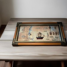Arte da parete a tema nautico incorniciata-Mappa di Bahia de Algeciras e nodi assortiti!