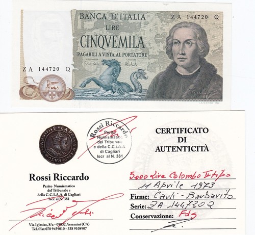 5000 lire colombo tipo 11 - lire,