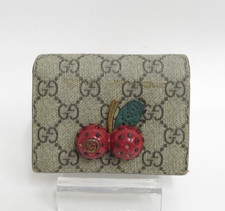 Portafoglio compatto Gucci GG Supreme in pelle PVC ad incastro ciliegia I#47075