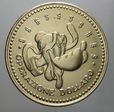 MONETA GETTONE TOPOLINO PLUTO BANK OF PAPEROPOLI OPERAZIONE DOLLARO IN PLASTICA
