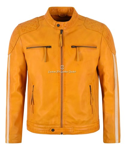 Giacca pelle uomo - , giallo