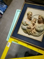 SACRA FAMIGLIA Quadro  MARIA Rilievo GESù BAMBINO Icona BASE LEGNO 