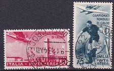 X108  REGNO D’ITALIA – Calcio, 50 e 74 c. Aerea n. 69/70, timbrati.