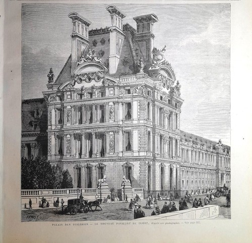 Stampa antica parigi palazzo - parigi,