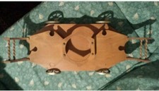 Carrettino Legno Ruote Metallo Portabottiglia E 6 Bicchieri Flute 60cm 