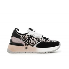 Cafe Noir SNEAKERS ALLACCIATA IN PELLE SCAMOSCIATAE TESSUTO LEOPARDATO - C1DL912
