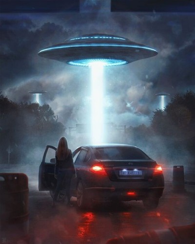 Plaque métal ovni ufo - ,