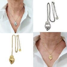 Collana Sacro Cuore in acciaio inox catenina con pendente ex voto argento e oro
