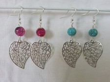 Orecchini pendenti pietre dure foglia filigrana