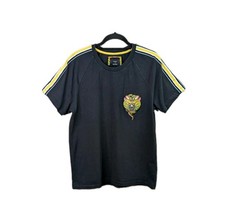 FEDEZ X Bershka T Shirt Uomo Taglia Media Nero Giallo Ricamato Manica Corta 