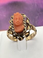 ring borbonico Anello ANTIQUE ORO ANTICO 6/7KT FINE800 CORALLO inciso   rarità