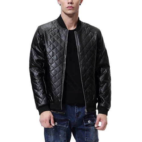 Men black quilted leather - black,
