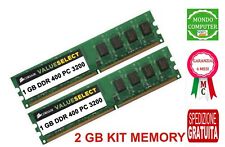 2 GB (2 X 1GB) MEMORIA/RAM DDR 400Mhz PC3200 VS1GB400 PC FISSO CORSAIR SELECT