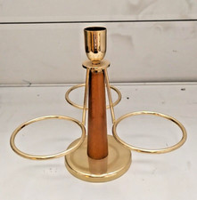 Porta Candele Centrotavola Vintage Colore Oro e Fusto in Legno