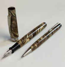 Omega Supernova COPPIA Penna stilografica Matita anni 30 FOUNTAIN PEN MARBLED