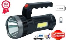 TORCIA LED PORTATILE RICARICABILE DA LAVORO POTENTE CAMPEGGIO ESCURSIONI USB